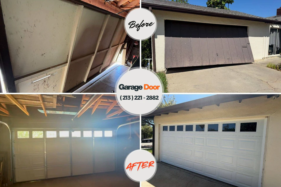 Before and after: garage door repair Lake Cassidy, WA